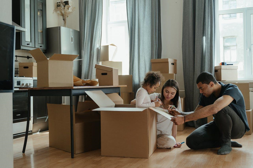 Family packing for a big move