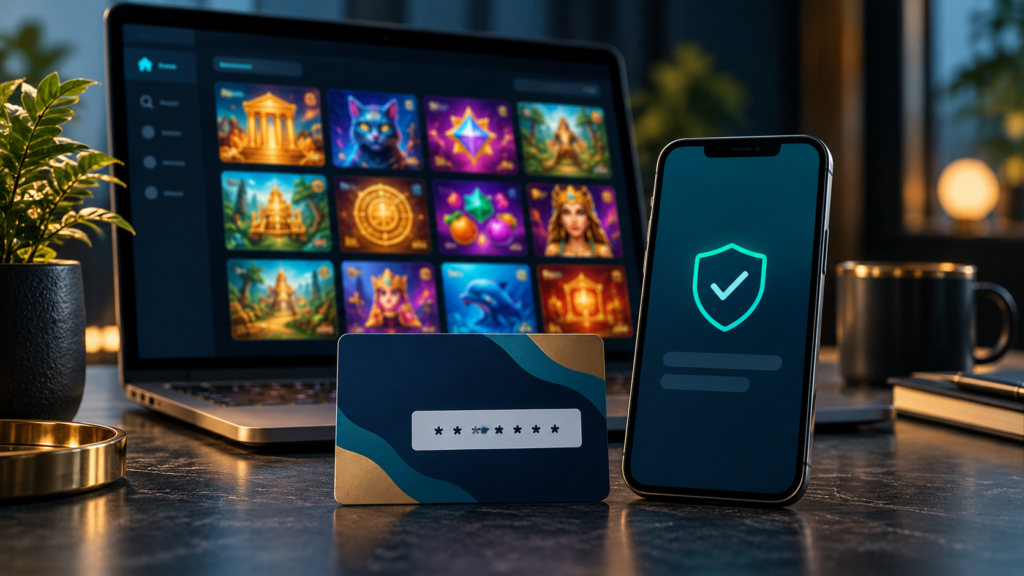 A prepaid voucher and smartphone with a security check